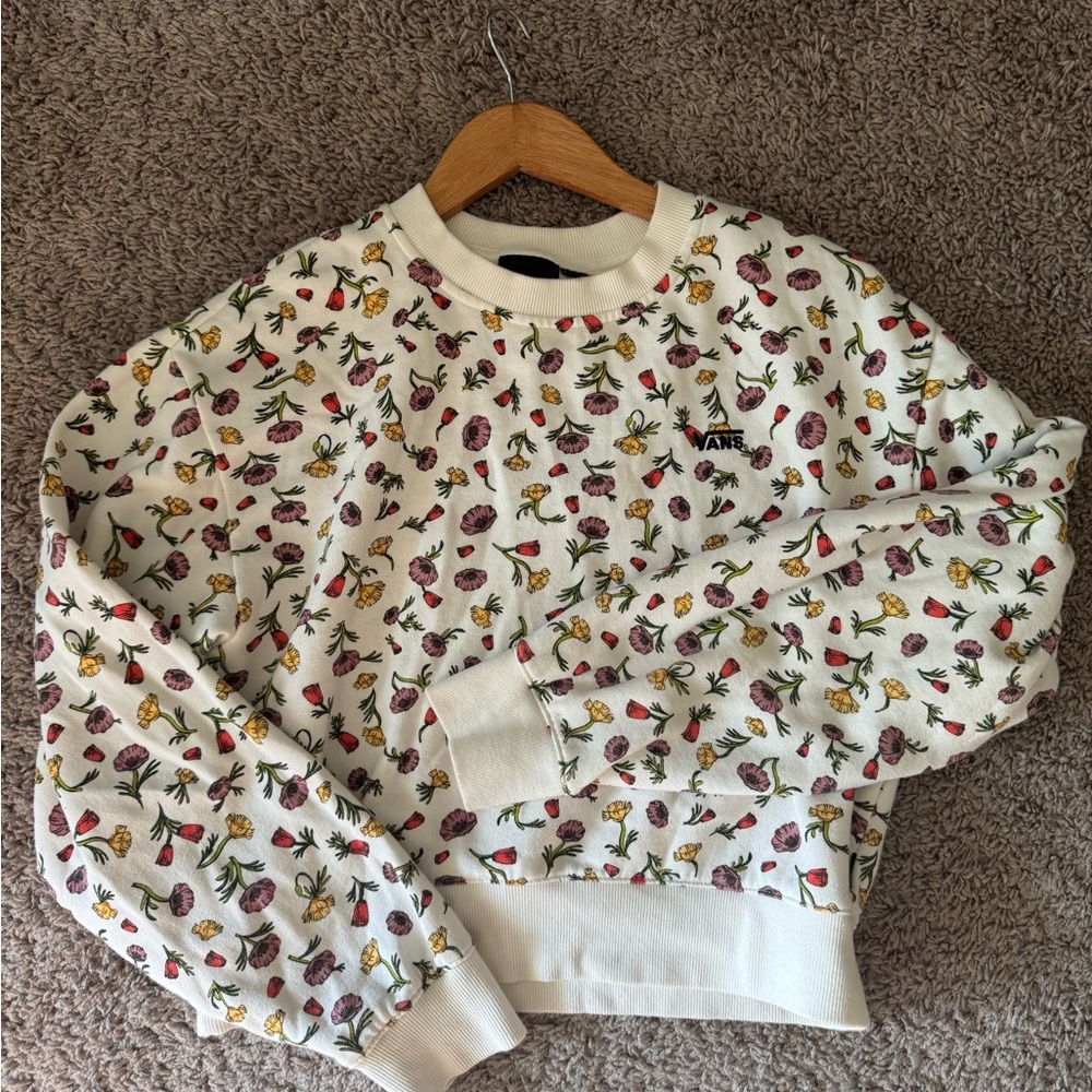 Vans Cream Sweatshirt with Floral Design